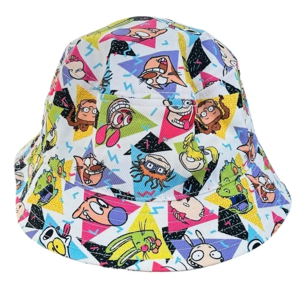 Nickelodeon Kids All Over Graphic Print 90s Retro Cartoon Bucket Hat. OSFM. 14+.